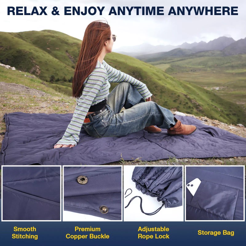 DUKUSEEK Outdoor Wearable Camping Blanket Large Packable Hood Quilt