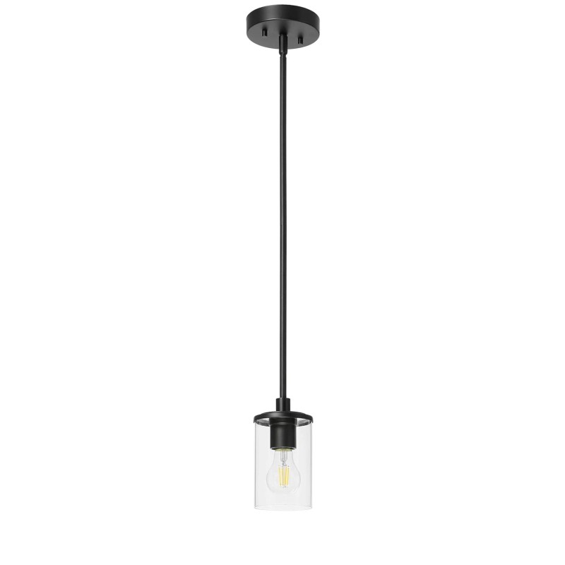 US Instock Modern Single Pendant Light Clear Glass Iron Matte