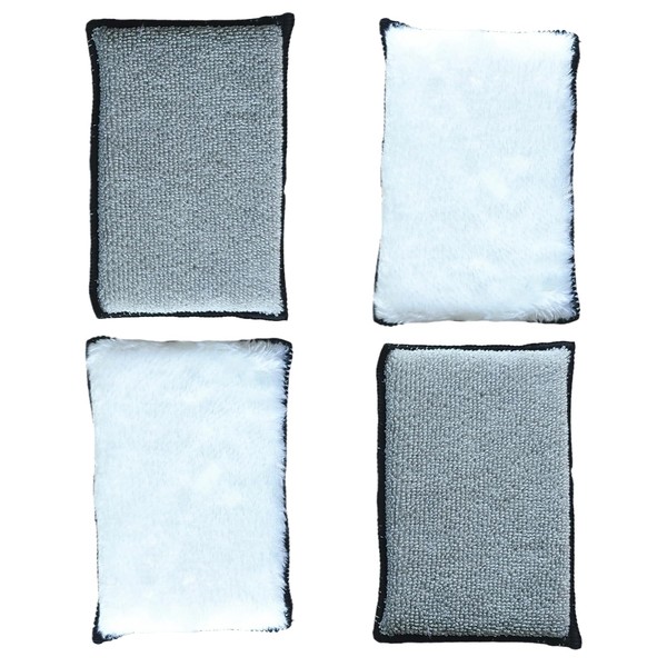 4 Pcs Double Sided Scrub Pads Car Detailing, Microfibre Scrubber