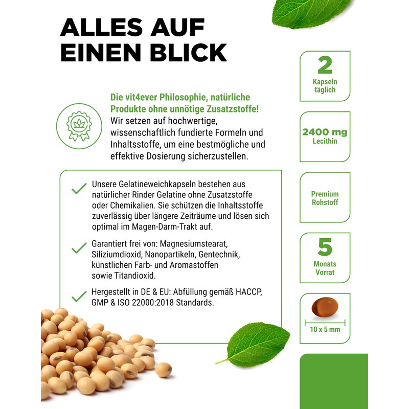 Lecithin 1200 mg – 300 Softgels – Premium: With Phosphatides