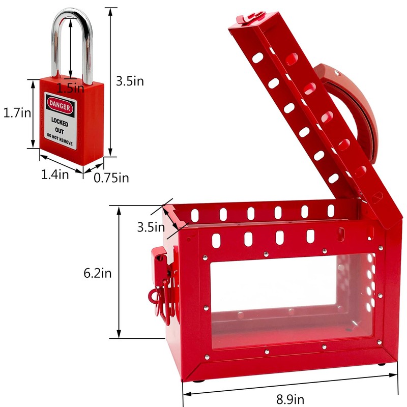 SAFBY Lockout Tagout Box Kit Portable Safety Group Padlock Box