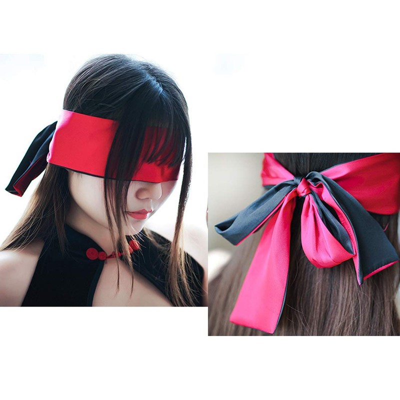 Satin Blindfold Belt Sash Necktie Neck Scarf Eye Mask for