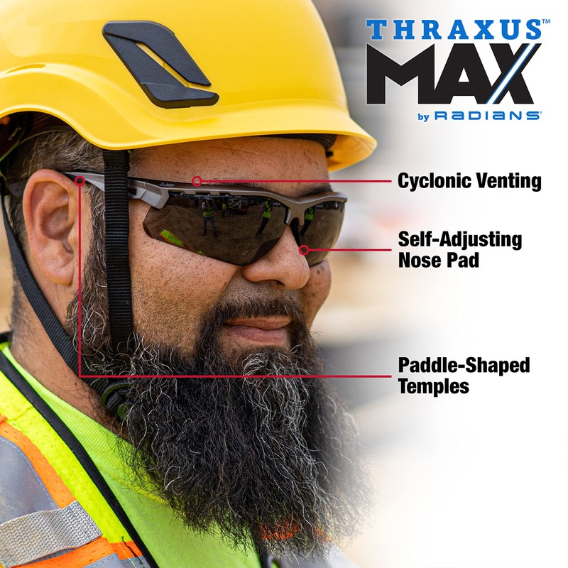 Radians Thraxus™ Safety Eyewear - Gun Metal Frame - Smoke