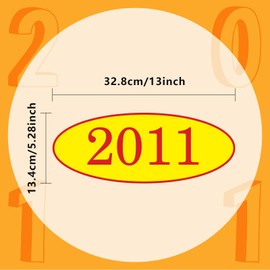 Automotive Oval Windshield Year Stickers for Car - 17 per Pack, Red and Yellow Large Vinyl Stickers (2010-2026) - Easy to Remove, Perfect for Used Car Dealers