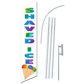 Shaved Ice 12-Foot Super Swooper Feather Flag with Heavy-Duty 15-Foot Pole and Ground Spike