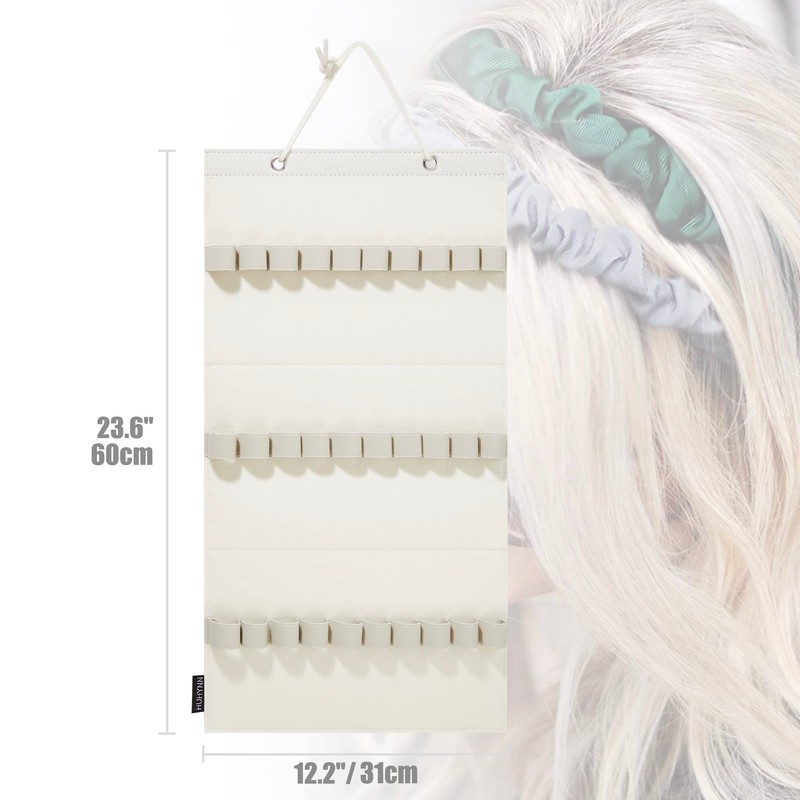 HUHYNN Hanging Headband Organizer with 30 Elastic Loops for Women