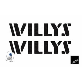 Decal Mods Willys Hood Graphic Decal/Sticker fits Jeep Wrangler JK/JL/JT (2007-2024) Black Matte CBM (Set of 2) | SJ1G7