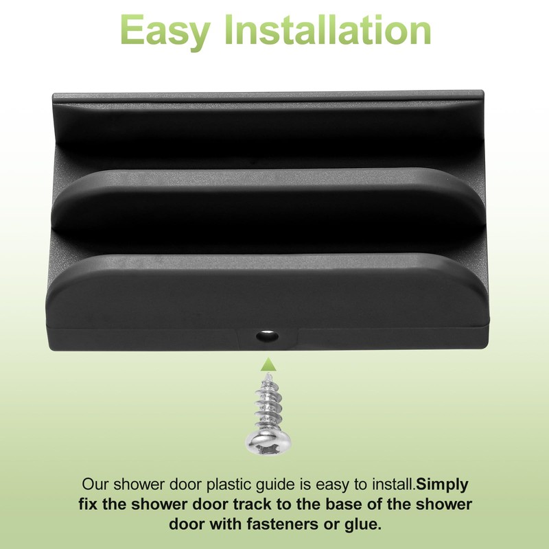 M6219 Sliding Shower Door Bottom Guide (2-Pack, Black) – 1/2"