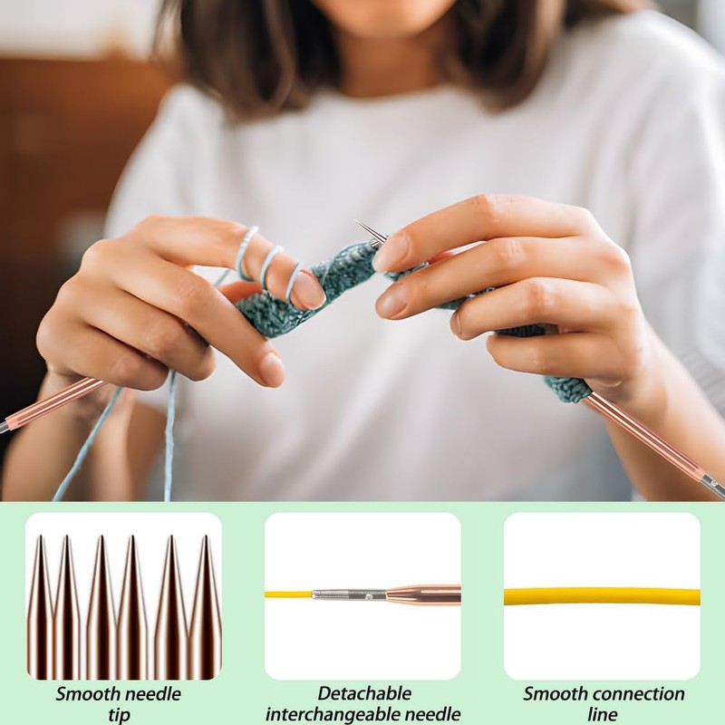 Knitiss Circular Knitting Needles Set, Interchangeable Circular Knitting Needles Set