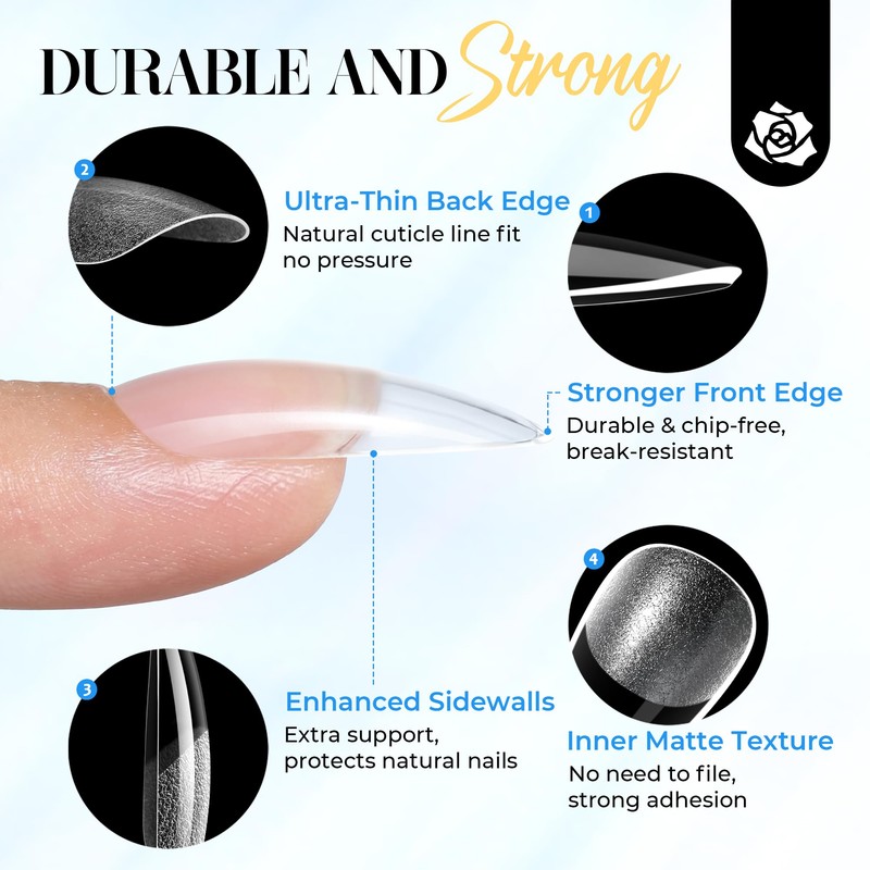 Stiletto Nail Tips and Glue Gel Kit, 120Pcs Pre-etched Pointed