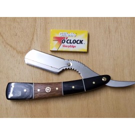 Tampa Surgical & Beauty Supplies Buffalo Horn Cut Throat Straight Razor Beard Shaving Folding Knife with Blades