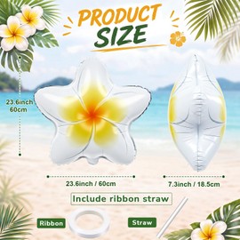 6 Pack 20" Plumeria Balloons Hawaiian Tropical Foil,Plumeria