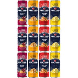 San Pellegrino Sparkling Water Variety- 4 Flavors 12 Pack 3 Cans of Each