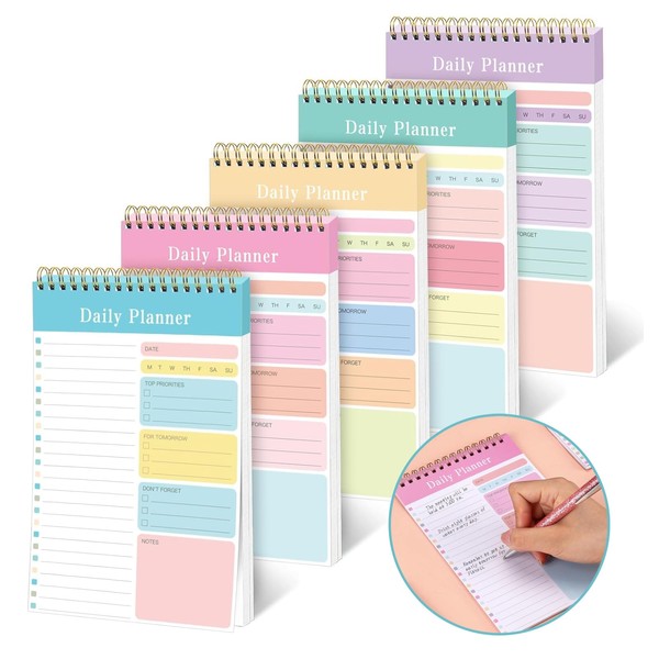 Daily Planner Undated, Pack of 5 Task Planner Undated Notebook