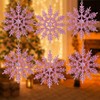 SULOLI 12PCS Glitter Snowflake Hanging Decorations(Purple)