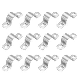 PATIKIL 22mm Rigid Pipe Strap, 12 Pcs 304 Stainless Steel Conduit Clamp 2 Hole Thicken U Bracket Pipe Clamp Tube Strap for Pipe Cable Wire Fixing, (7/8")