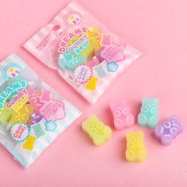 Refoiner Eraser for Elementary School Students, 5 Mini Erasers, Well-Erasing, Semi-Transparent Jelly Cute Gummy Bear Eraser, Multi-Color Pencil Eraser, Break-Resistant, Funny Stationery, Stylish