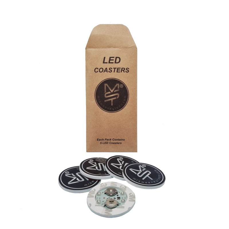 LED Coasters 6-Pack, 7 Colour Settings, Light Up Coasters for