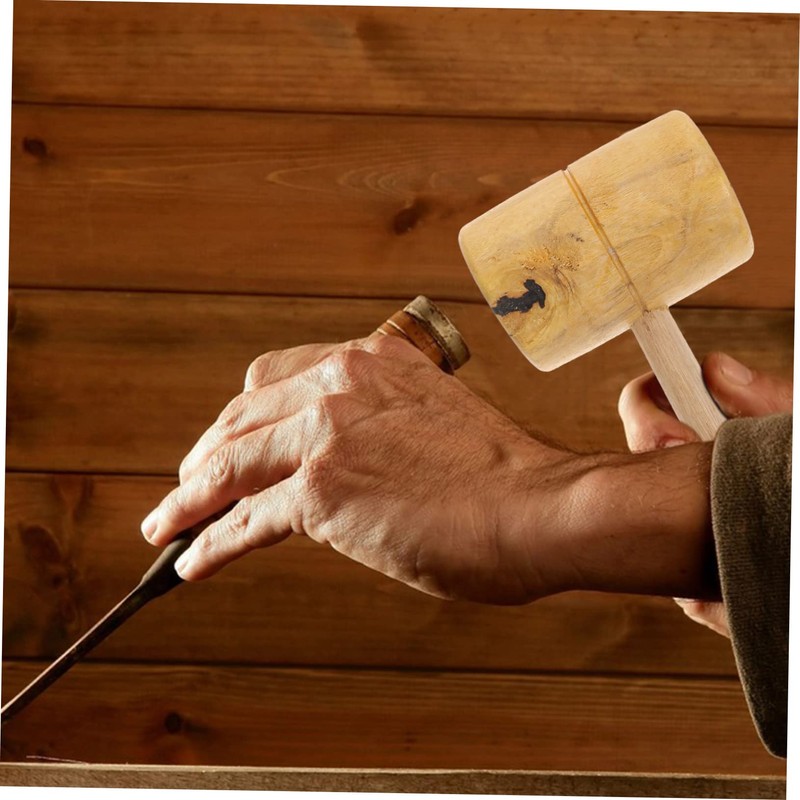 LALAFINA Wooden Mallet Hammer Tool Solid Yellow Sandalwood Handcrafted Anti-Slip