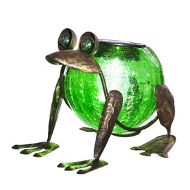 Evergreen Garden Quirky Solar Frog Lantern Outdoor Décor for Your Lawn and Garden