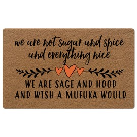 BinHang Funny Welcome Mat Funny Doormats, Front Door Mat Funny We are Not Sugar and Spice and Everything Nice Rubber Backing Protect The Floor 30X18 Inch