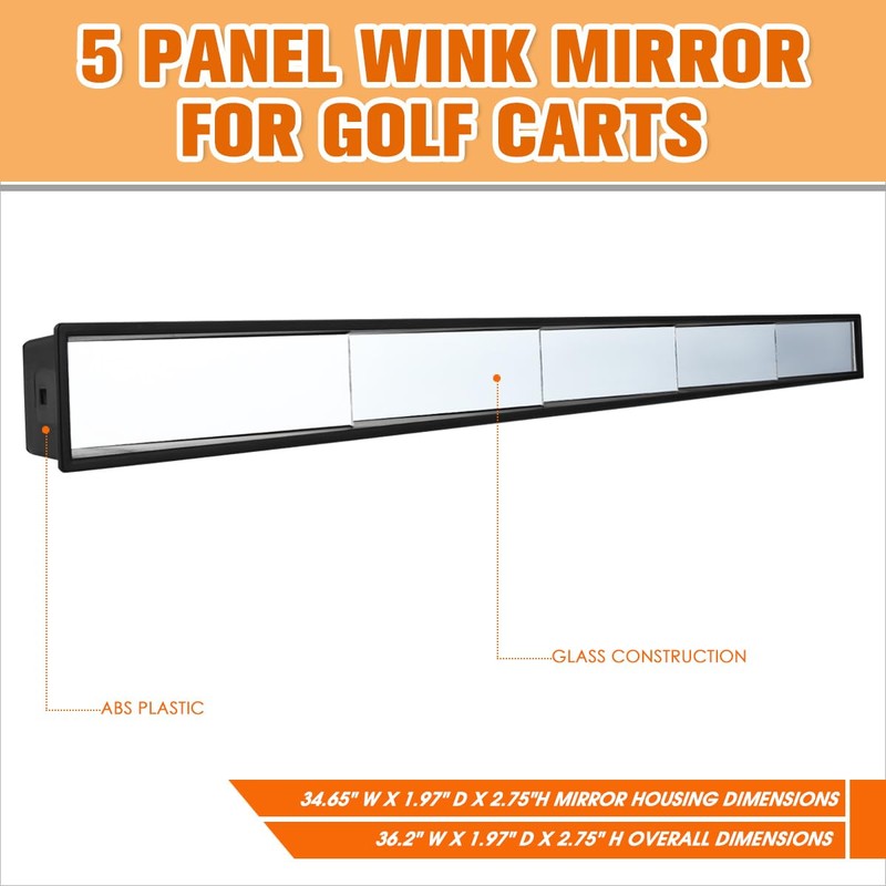 Universal Adjustable 5-Panel Wink Rear View Mirrors Compatible with EZGO/Club