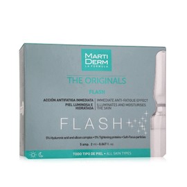 MartiDerm Flash Ampolletas Faciales hidratantes efecto antifatiga inmediata. Ácido Hialurónico + Silicio + Proteínas tensoras. Disimula arrugas e imperfecciones al instante - 5 ampolletas