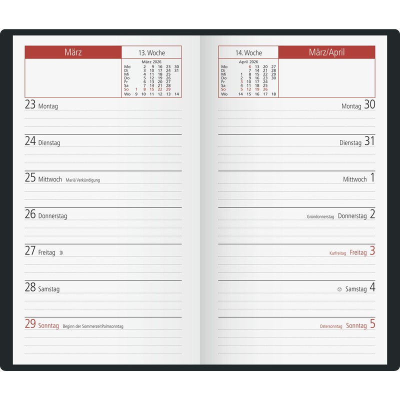 rido/idé Pocket Calendar Mod. TM 15 2026 | A6, Plastic,