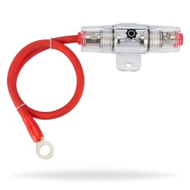 Installgear 8 Gauge AWG 1ft Power Wire with 100 AGU Amp Fuse Holder - 99.9% Oxygen-Free C...