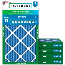 Filterbuy 20x34x2 Air Filter MERV 13 (MPR 1900) Health Defense Replacement (5-Pack), Electrostatic Pleated HVAC AC Furnace Filters, Made in USA (Actual Size: 19.50 x 33.50 x 1.75)