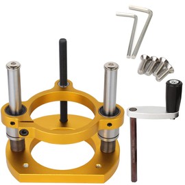 KETIPED Adjustable Router Lift for 65mm Diameter Universal Trimming Machine,Aluminum Under-Table Router Base for Router Table Insert Base Plate with Double Stainless Steel Support Rod,MG-061GD