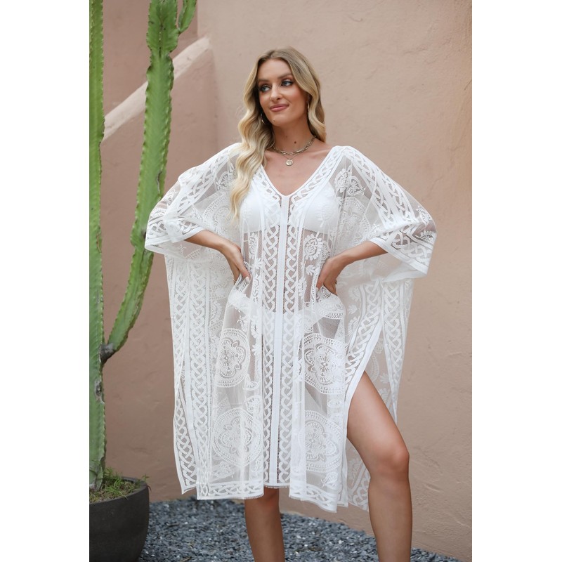 Copricostume sexy ed elegante in pizzo da donna, copribikini con