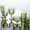 WAIT FLY Vintage Embossed Stripe Glass Dessert Bowl, Footed Trifle
