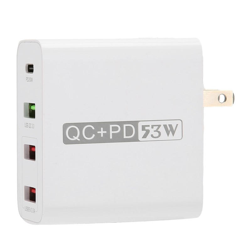 53W 4 Port Mobile Phone Charger 20W PD QC3.0 Fast