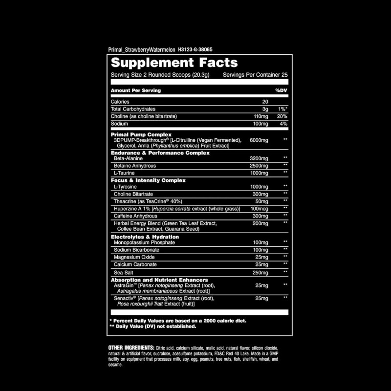 Universal Nutrition Animal Primal Hardcore Pre-Workout Hydration Formula 25sv Strawberry