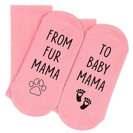 Updenet From Fur Mama To Baby Mama Socks, Pink, Pregnancy Must Haves Socks, Funny Socks, Gifts For New Mom, Mother's Day Casual Cotton Crew Socks Gift. (147)
