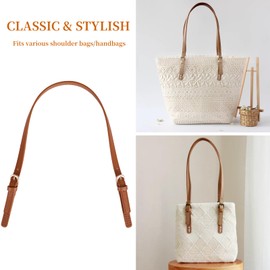 Khakho 2Pcs Leather Replacement Handles Shoulder Straps with Adjustable Buckle, PU Purse Handles Leather Purse Straps