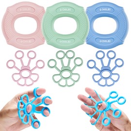 Gimars Grip Strength Trainer Set of 6 Hand Trainer Finger Trainer 20-50 lb Hand Grip Stress Relief 2-6 kg Hand Strength Trainer Grip Strength Hand Finger Training Kit for Muscle Relief