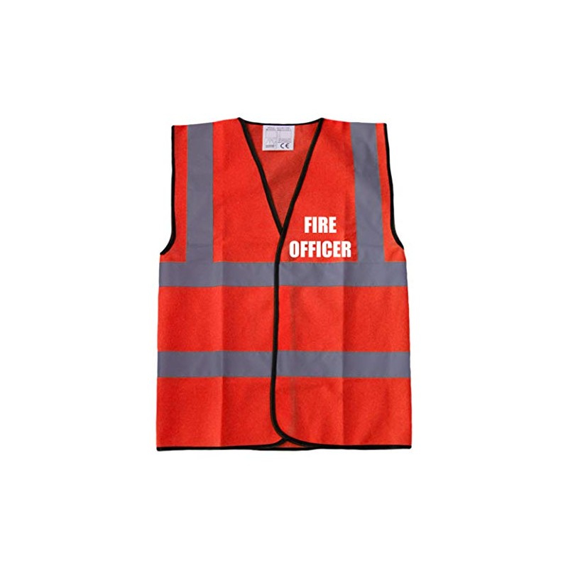 FIRE OFFICER Red Hi Vis Viz Reflective Vest Waistcoat Printed