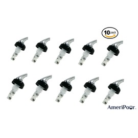 AmeriPour - Measured Pourer - Liquor Bottle Pourers - Collared -(10pk) Made 100% In The USA. Bar Spouts That Don't Leak - No Cracks, Just A Perfect Cocktail Pour Everytime. Great for Wine Too! (1oz)