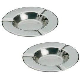 Citystores® 2 Pack 5" Stainless Steel Ash Tray – 12cm Round Ashtray, Portable, Ideal for Bars, Restaurants, Home, Office & Outdoor Use