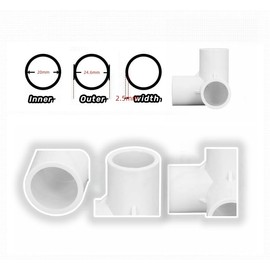 AUNMAS Pack of 10 3-Way Pipe Fittings, 20 mm / 0.8 Inch Inner Diameter PVC Right Angle T-Corner Connectors PVC Angle Fittings T-Corner Fitting for Water Pipes, Furniture, Greenhouse Pipes