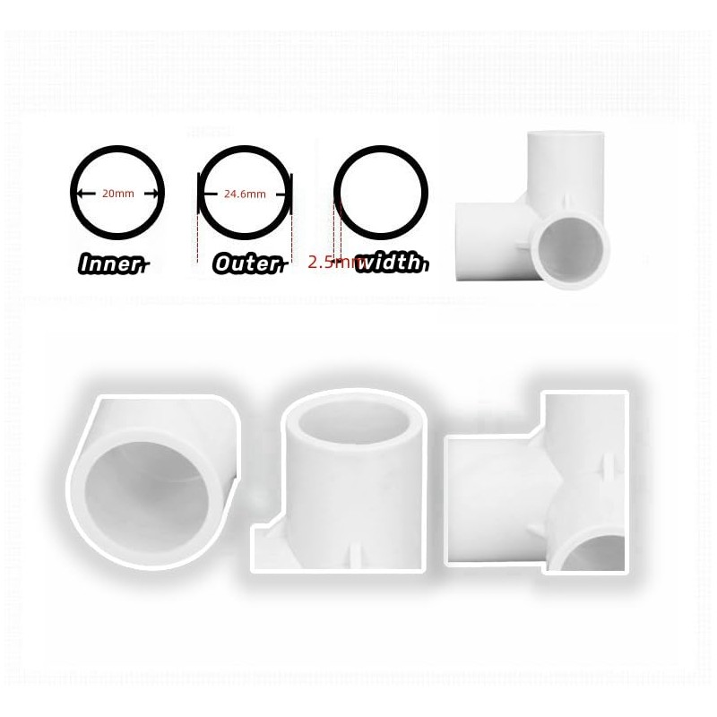 AUNMAS Pack of 10 3-Way Pipe Fittings, 20 mm /