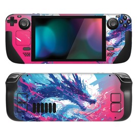 PlayVital Full Set Protective Skin Decal for Steam Deck LCD, Custom Stickers Vinyl Cover for Steam Deck OLED - Neon Dragoon