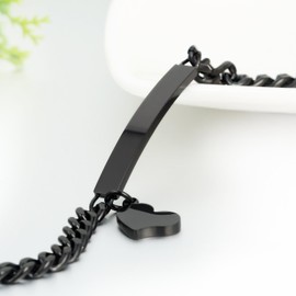 JewelryWe Bracelet with engraving Jewellery Stainless Steel Women's Charm Bracelet Heart Pendant Bracelet for Women (Customisable)