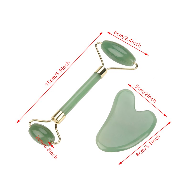 Natural Double Head Green Aventurine Jade Stone Roller & Scrapping