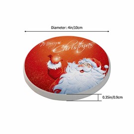 oFloral Red Christmas Coasters for Drinks Santa Claus Happy Holiday Cups Place Mats for Home Decor Set of 2, 4 Inch