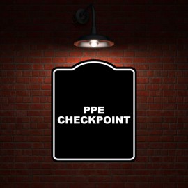 PPE CHECKPOINT BLACK Minimalist Aluminum Composite Sign 15 x 18 inches