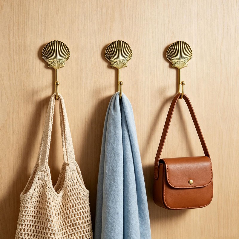 ZH-ZHENGHENG Seashell Wall Hooks, Ocean Theme, Decorative, for Beach or