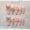 [In-store special discount]Pink tweed handmade nail tips - short coffin